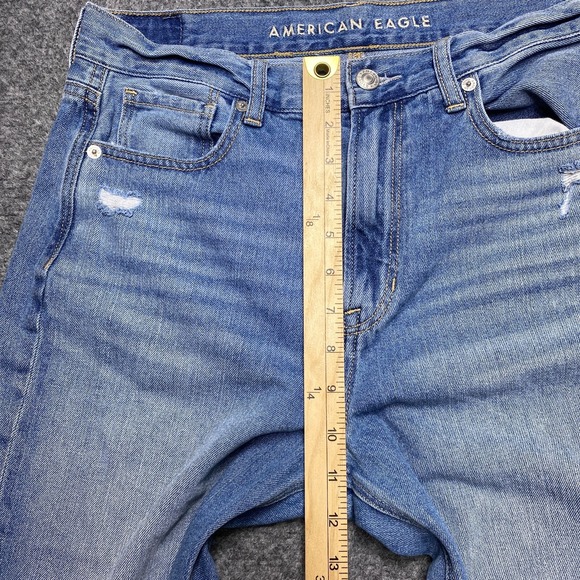 American Eagle Jeans Womens 8 Short Blue Mom Straight Distressed - Picture 4 of 12